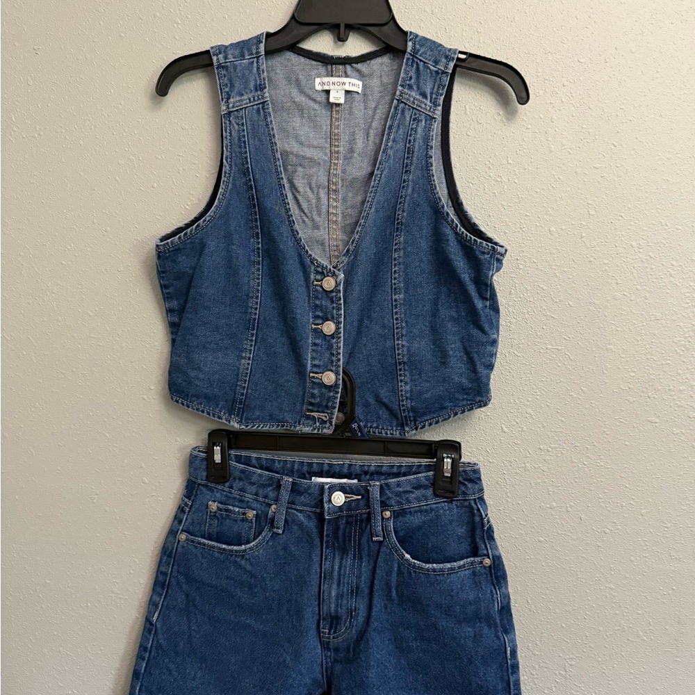 Denim Vest and Shorts Set